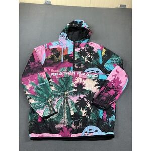 Reason Jacket Mens XL Multicolor Tropical Hooded 1/4 Zip Lightweight Anorak